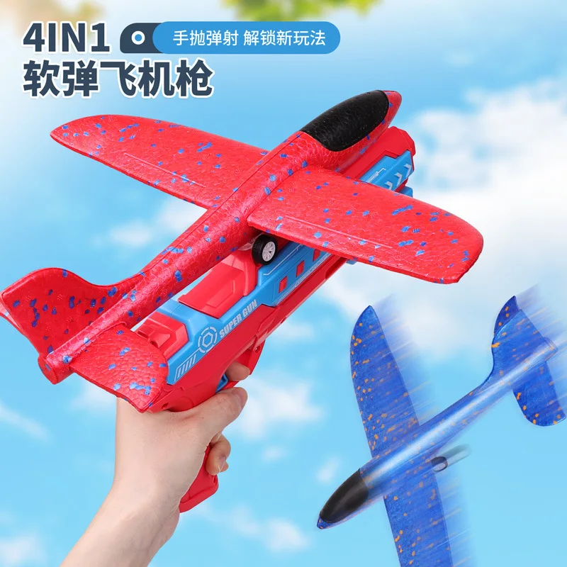 Hot Selling 3 Pack Flying Airplane Launcher Toy Gun LED Foam Glider Catapult Plane Toy For Kids Outdoor Sport Flying Toys