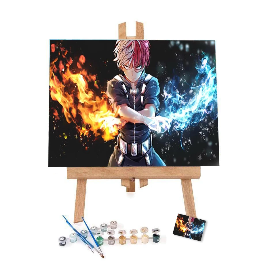 
16 x 20 My Hero Academia Anime Paint brushes and Acrylic Pigment Paint by Numbers for Beginner Kids 