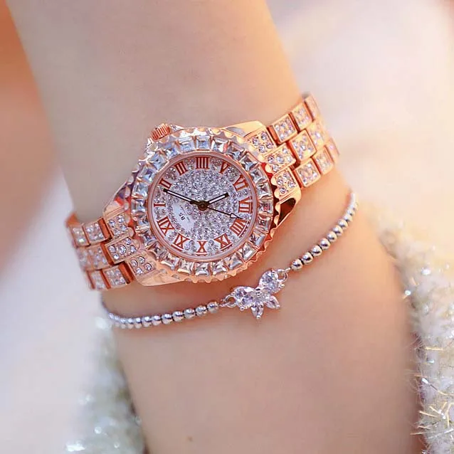 BS Bee Sister  Luxury Gift BS Bee sister Fashion Quartz Watches Female Stainless Steel Ladies Wristwatches Diamond Bracelet