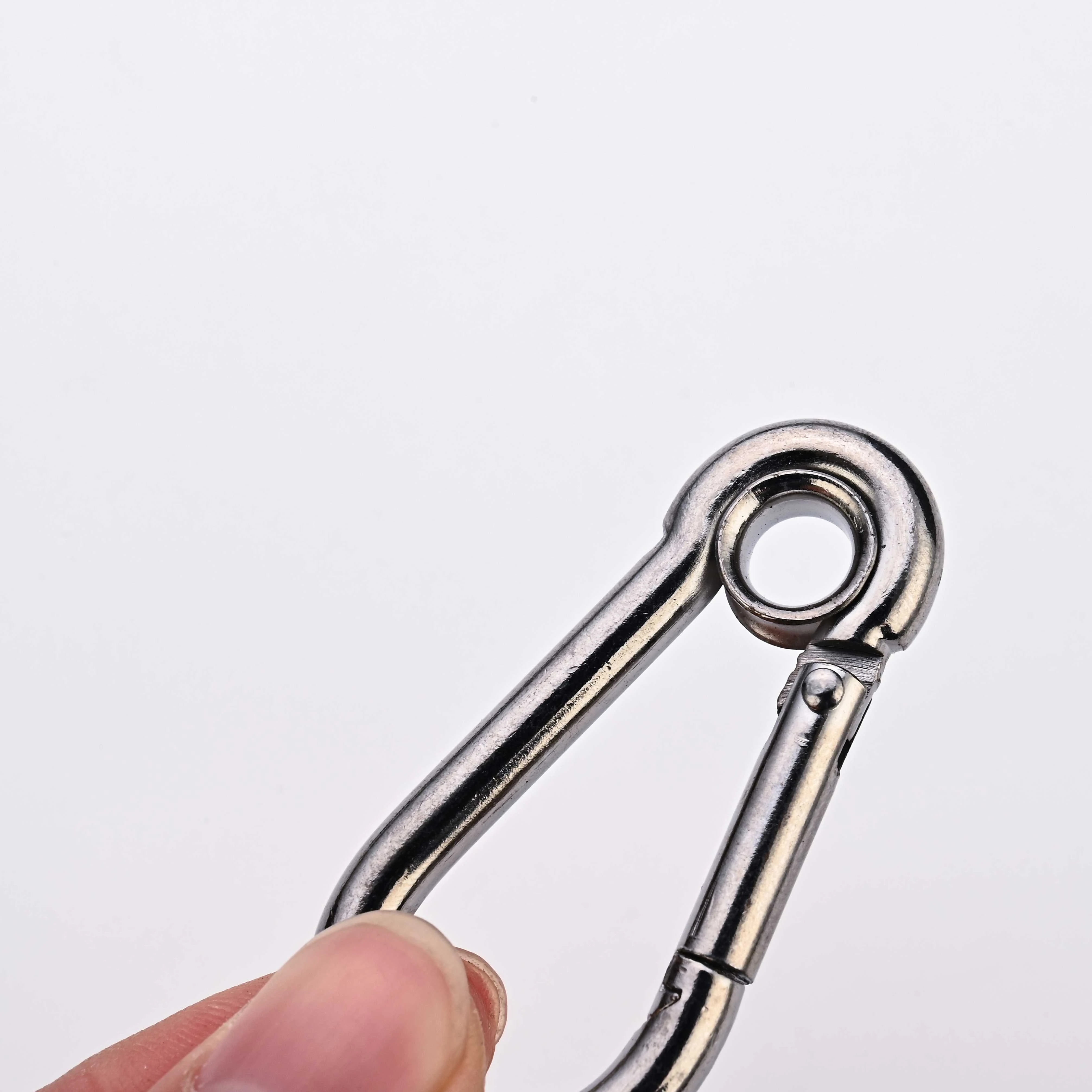 Factory direct sales 7 # locking hardware buckle 304 316 spring hook stainless steel mountaineering hook Circled zinc