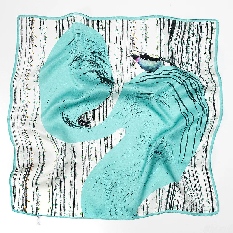 
Amazon Hot Sale Digital Print Sqaure Silk Scarf Stain Neck Scarves 90*90 