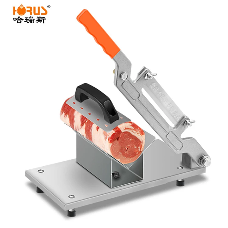 Portable fresh frozen meat slicer machine small stainless steel bacon slicer with antislip handle