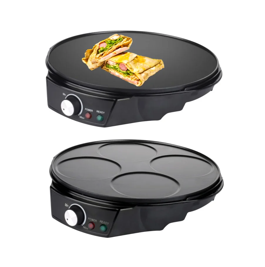 Best Selling Portable 1200W Pizza Maker Household Kitchen Crepe Makers with Temperature Adjustable Knob 30 CM 11.8 12 Inch Plate