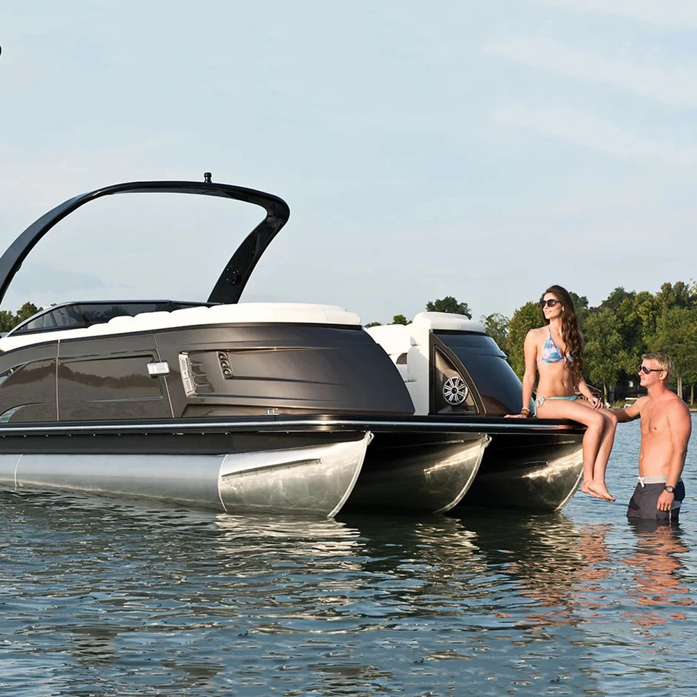 2022 New Wholesale Cabin Aluminum Pontoon Boats Shipping With Bimini for