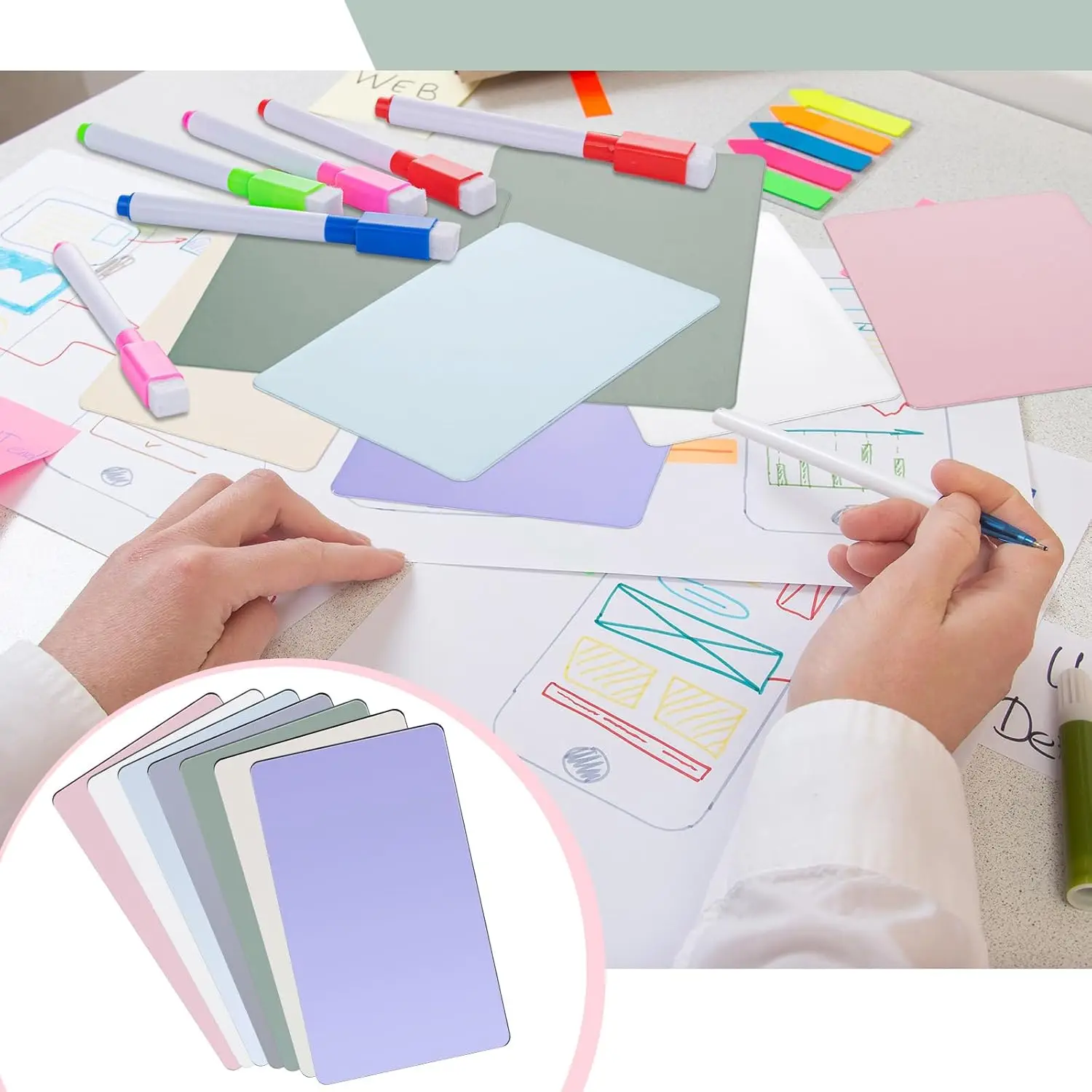 Dry Erase Index Cards Laminated Cards Reusable Dry Erase Note Flash Sheets Game Cards for School Office Home to Do List