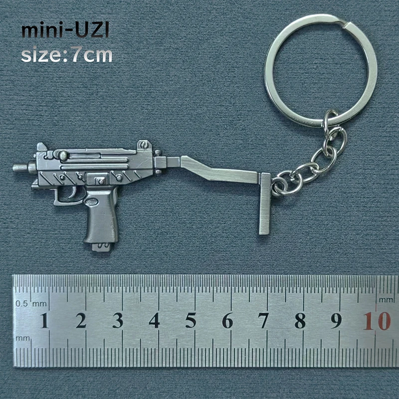 Hot Selling Mini Sniper Metal Gun Keychain Chicken Eat and Pistol Toy with Carabiner Eat Chicken Pendant Keychain
