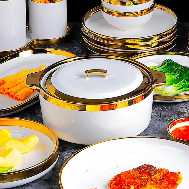 European Style Hotel Ceramic Plate Set Delicate Restaurant Ceramic Plate Wholesale Porcelain Dinnerware Sets