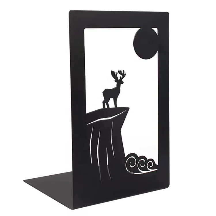 Factory direct sale OEM Custom Cutting Heavy Cast Iron Unique Black Metal Bookends