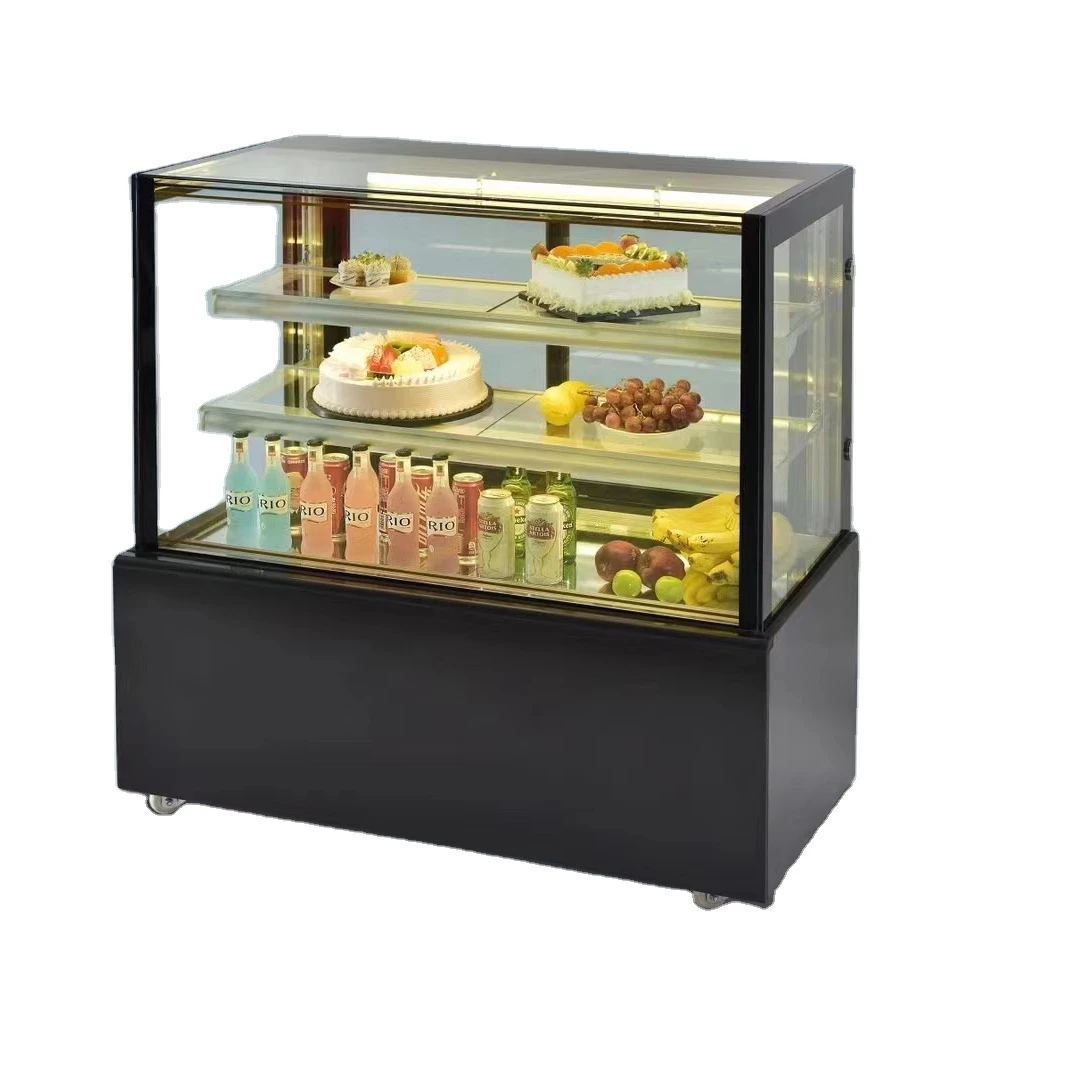 Double Door Pastry Cooler Showcase Cake Display Cabinet Chiller