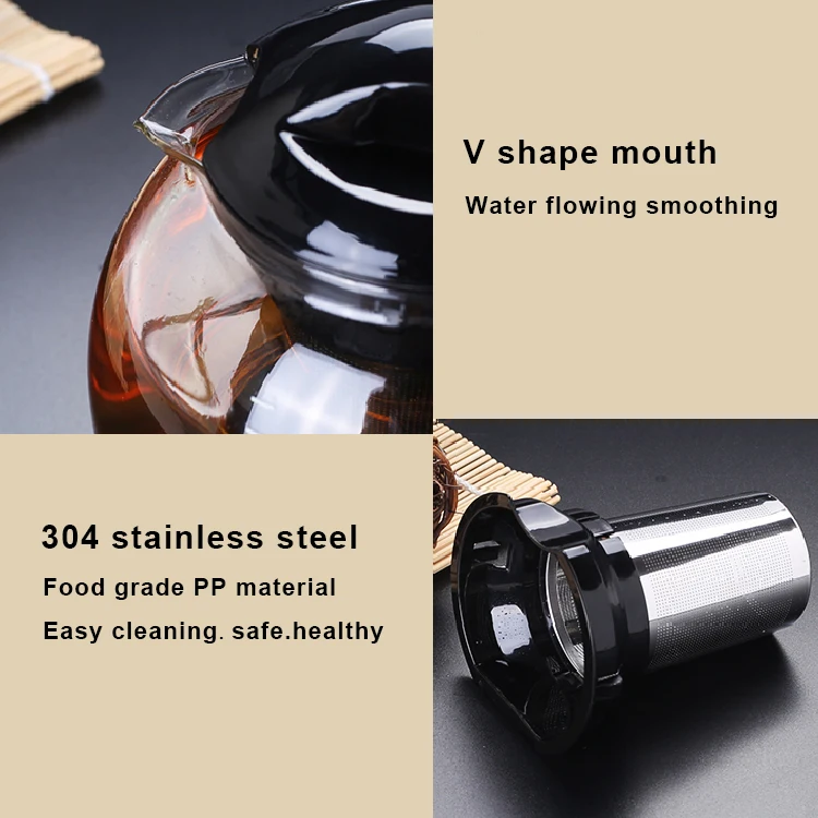 Good price stainless steel filter heat-resistant glass teapots tea kettle