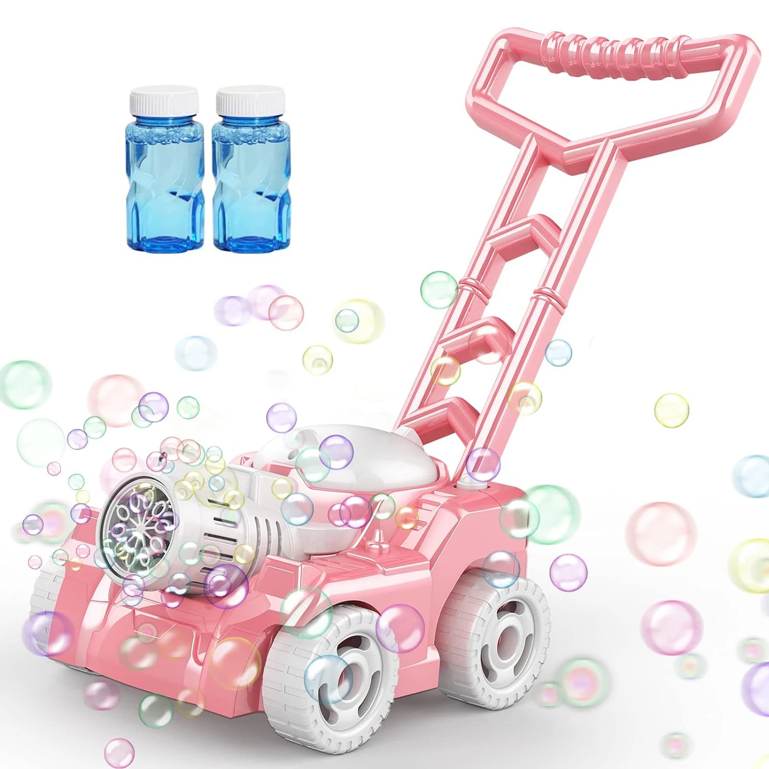 Automatic Bubble Machine Tank Bubble Blower Maker Bubble Lawn Mower Toddler Toys for Kids Summer Outdoor Push Backyard Toys