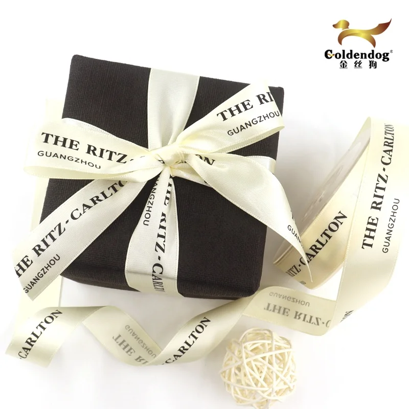 Оптовая продажа из Гуанчжоу, атласная лента с односторонним шелкографическим принтом для подарочной упаковки