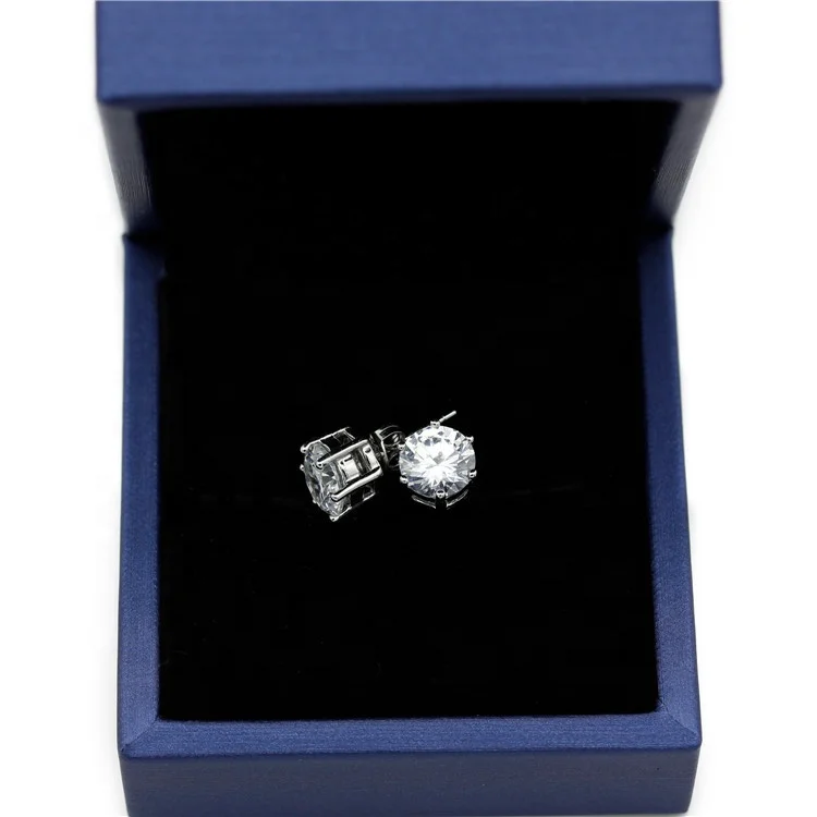 xygems  earring 925 sliver 5mm 6mm 8mm artificial diamond stud earrings, earring stud