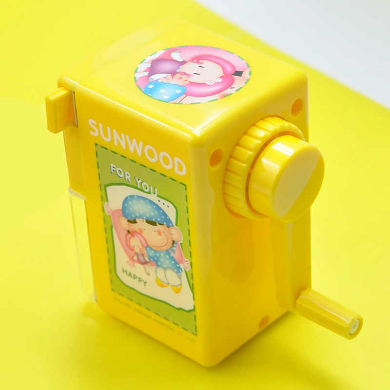 SUNWOOD Manual Pencil Sharpener Machine Plastic for Classroom Kids School Office and Teacher Supplies 5199 Yellow