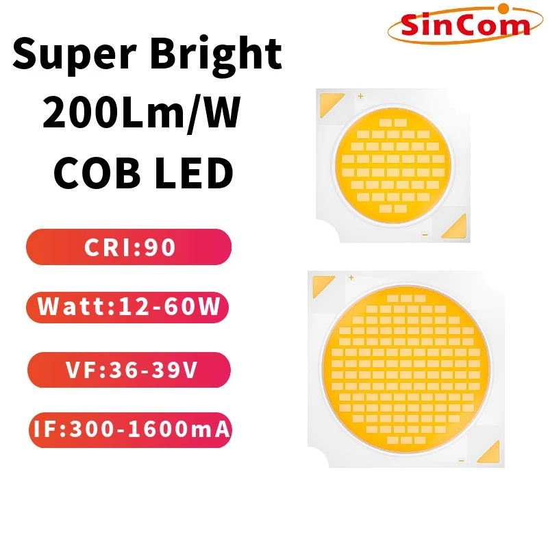 Супер яркий COB 200LM/W Высокая световая эффективность мощность 12-60 Вт RA90Super светодиод с фиксированным кронштейном