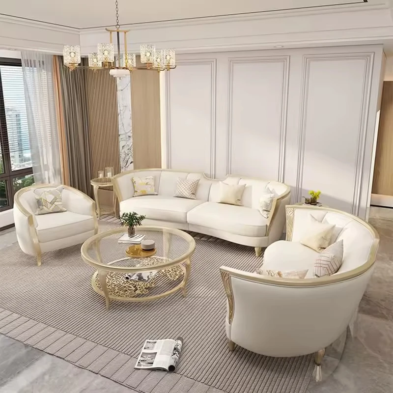 American Solid Wood Sofa Luxury 123 Combination Of Large Villa Couchs Cream Wind Living Room Sectional Sofa