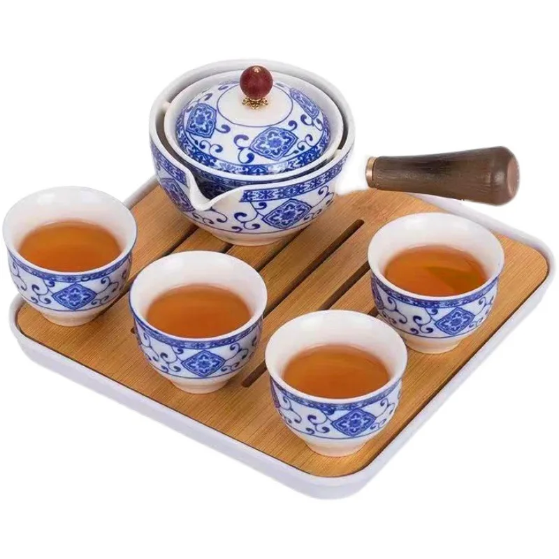 MSH Lanren Retro Design Automatic Rotary Tea Maker Ceramic Travel Tea Cup Sets