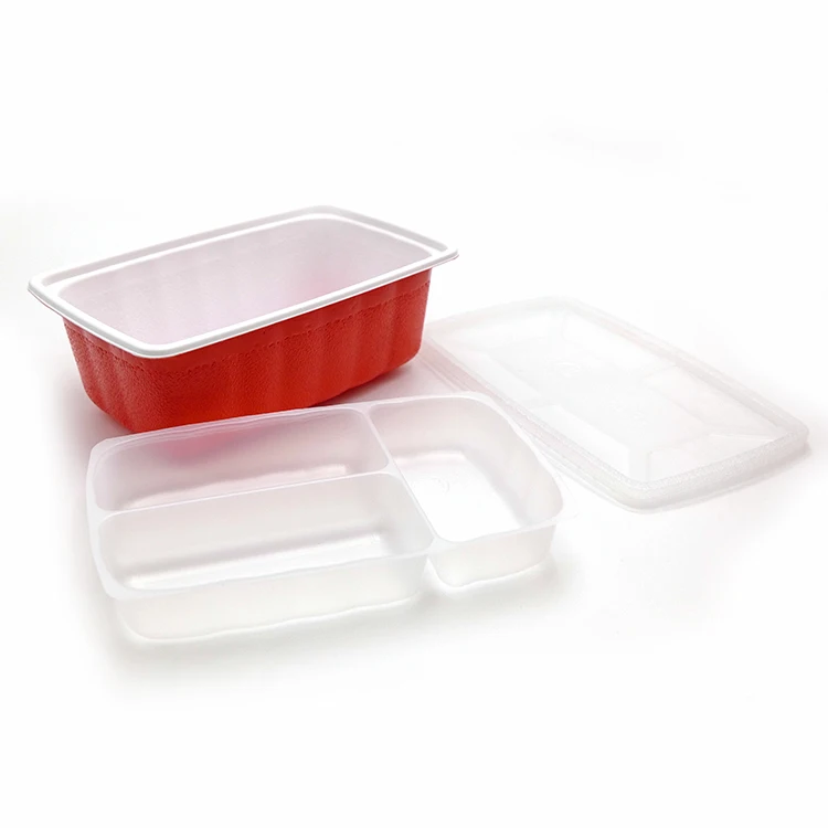 900ml Plastic Fast Food Packing colorful PP meal prep containers 3 compartment