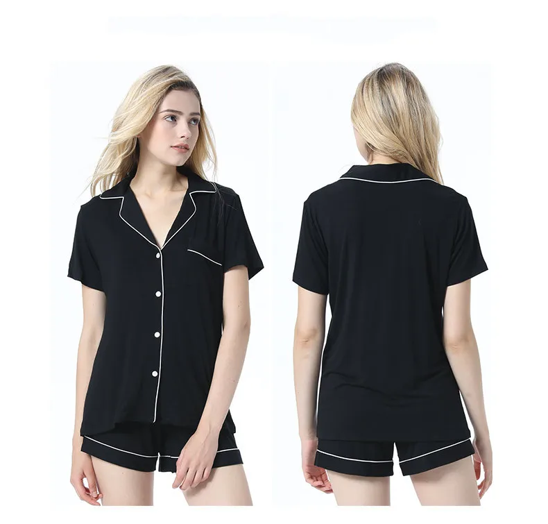 Wholesale ladies short sleeve short shorts lounge wear women cotton sleepwear modal pajama set