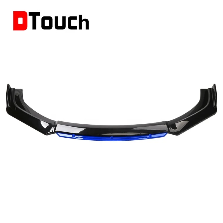 DTOUCH Car Universal Three-section Front Bumper Lip  Two-color black+blue Car Frontal Lip Front Shovel Car Front Bumper Lip Kit