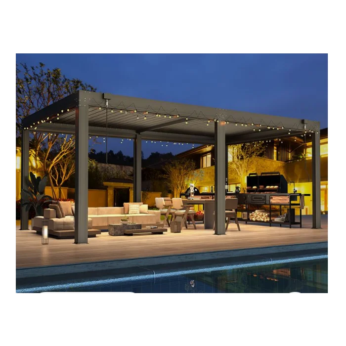motorized aluminum pergola Outdoor Louvered Aluminum Gazebo Bioclimatic Waterproof Pergola Garden Aluminum Pavilion