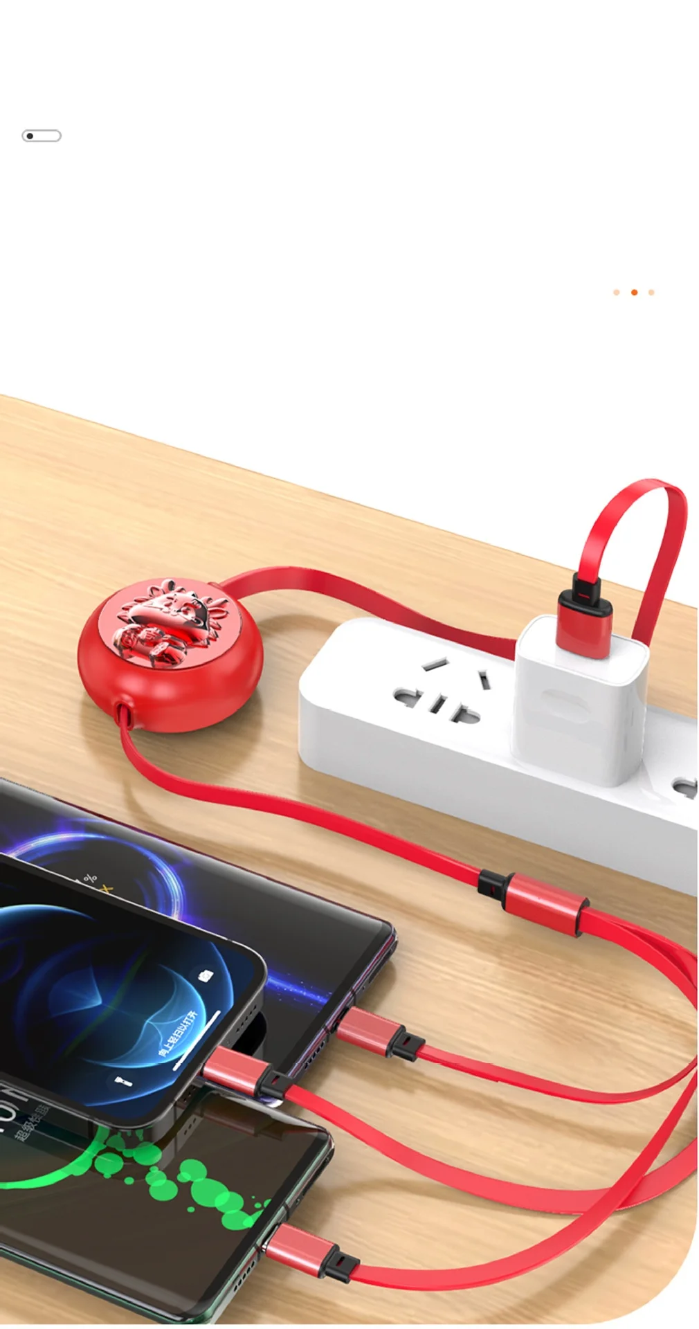 New Year Gift Custom Shape Cartoon Animal Dragon Shape USB charge cable 3 in 1 Fast charge phone Data cable