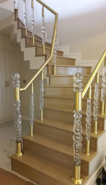 Acrylic Crystal Baluster Clear Transparency Acrylic Crystal Handrail Customized Size Luxury Gold Decorative Acrylic Stair Post