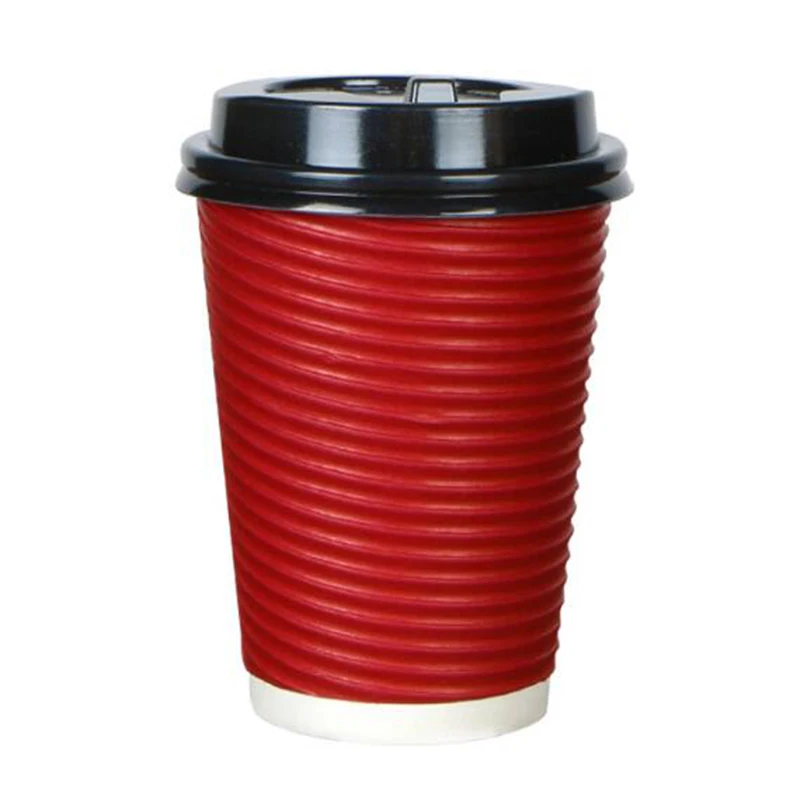 8/12/16 oz Disposable Hot Tea Cup Cardboard Ripple Anti-scald Coffee Paper Cup