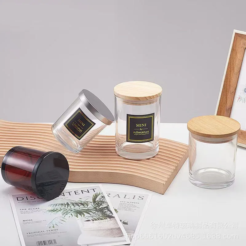 Most Popular Wide Mouth Clear Glass Candle Jar 2oz 4oz 6oz 14oz 16oz Empty Candle Container Glass Jar with Lid  For Home Use