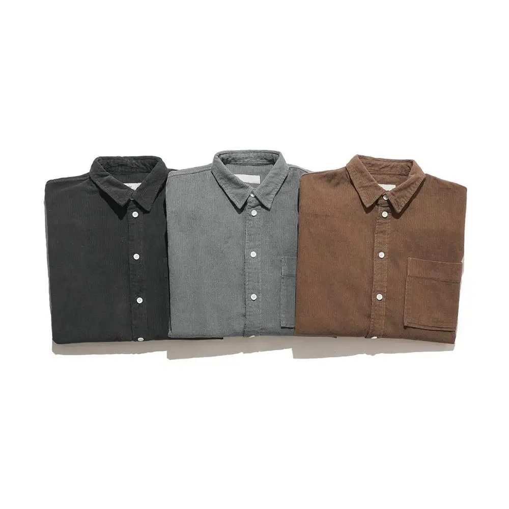 Custom design 100% cotton vintage long sleeve Corduroy mens casual shirt