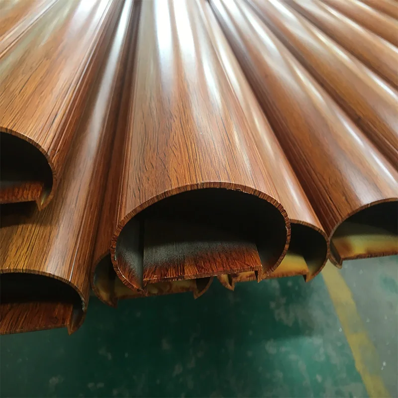 OEM 6063 powder coated wood grain balustrade railing handrail extruded aluminum section profile for balcony glass