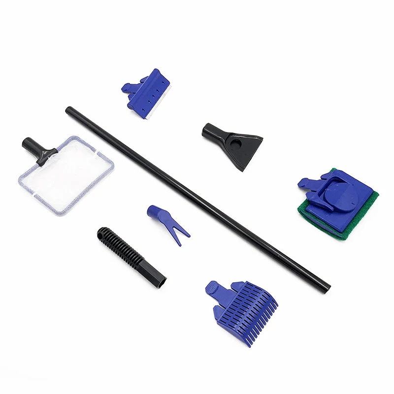 5 in 1 Aquarium Cleaner Set Fish Tank Algae Scraper Glass Blade Long handle Scouring Pad Tools