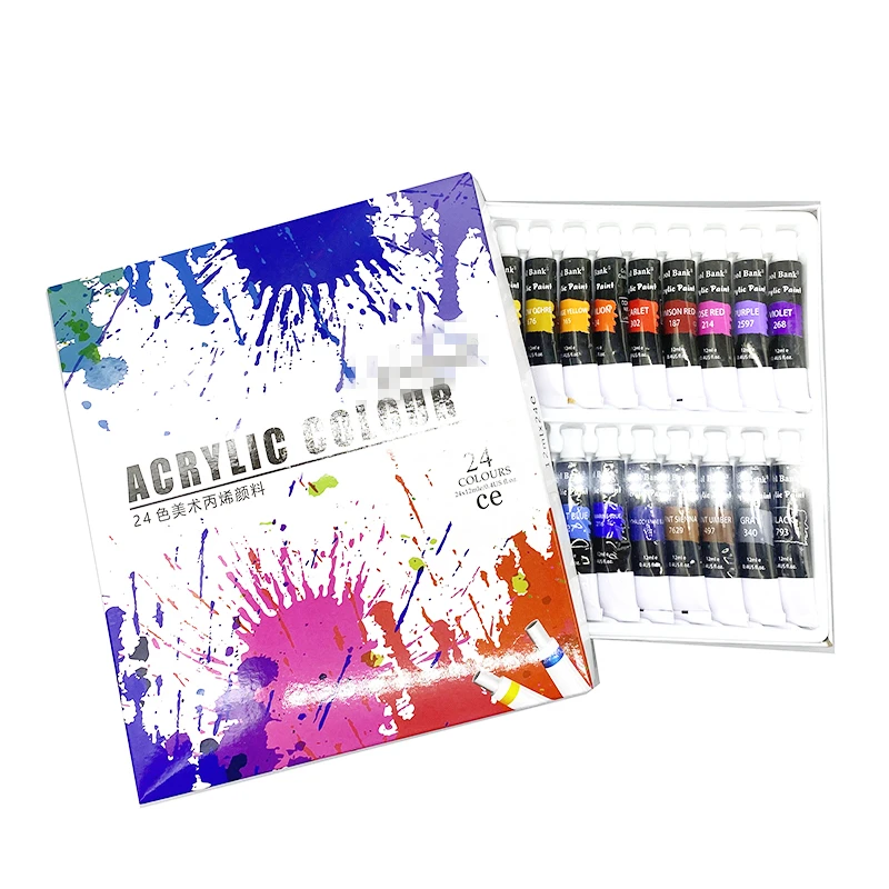 Wholesale 24 Colors 12ML Acrylic Paint Set Nail Art Painting Professional Artist Acrylic Paint