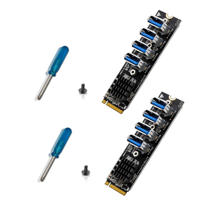 Плата расширения M.2 PCIE для майнинга 4-портовый адаптер MKEY PCI-E X1 модуль 1-4 плата настольного ПК Windows