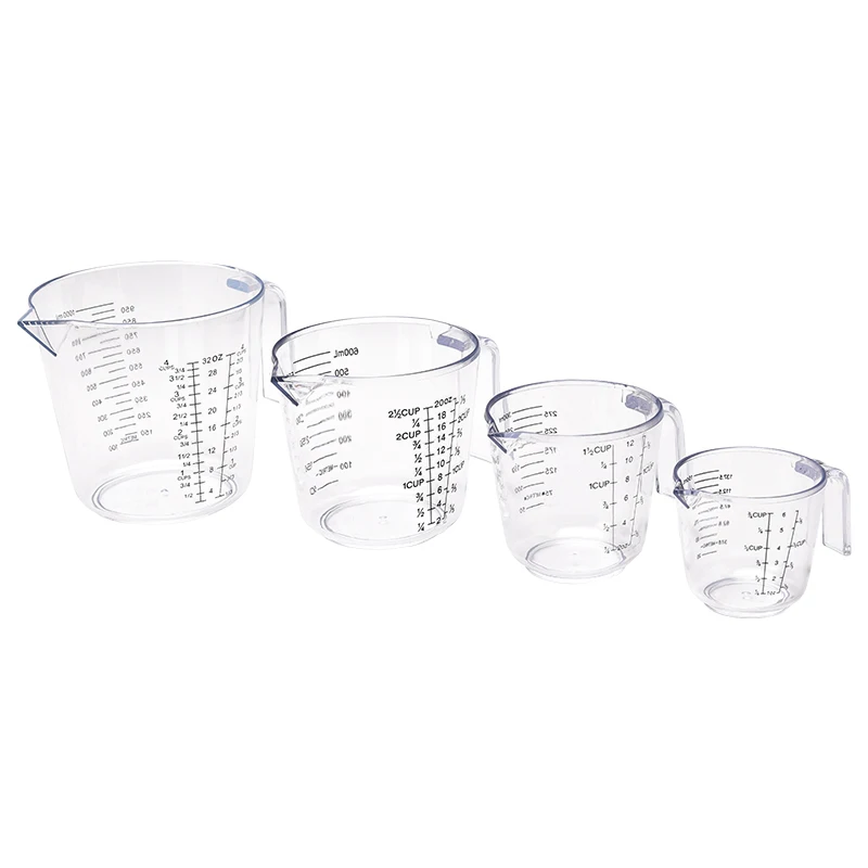 Double Scale Transparent Plastic Set of 4 Measuring Cup Set Kitchen Measuring tools 600ml Measuring cups