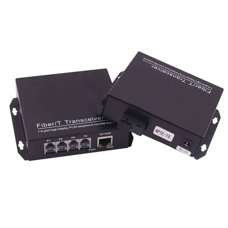 4 Channel Telephone and 1 Port 10/100M Ethernet Telephone To Fiber optic media Converter Extender PCM transmitter