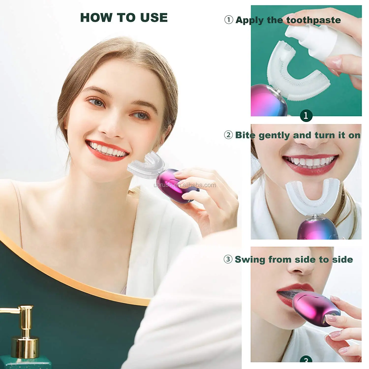 wholesales electric u-shaped sonic toothbrush u shaped electric toothbrush for adult