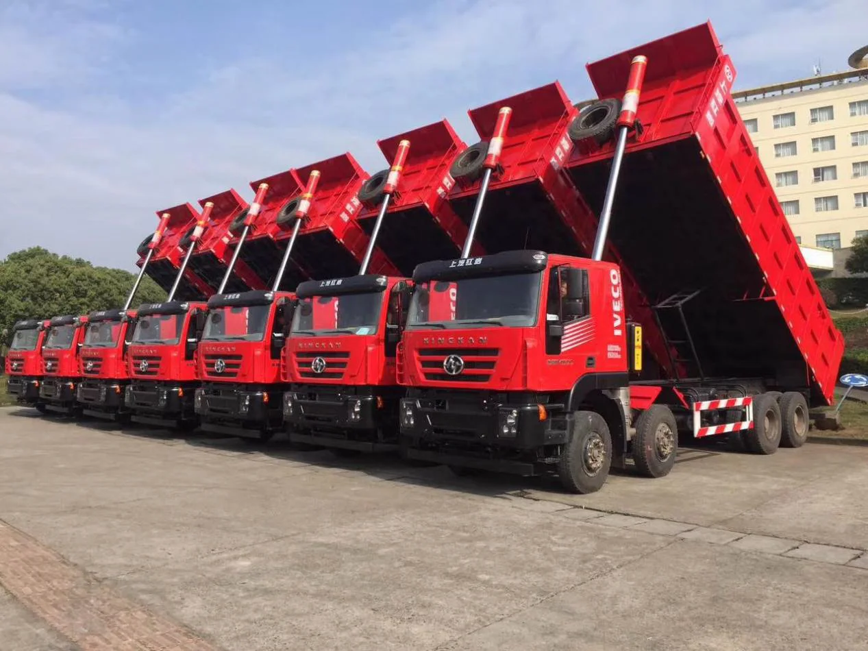 Dump truck lift hydraulic cylinder unloader platform