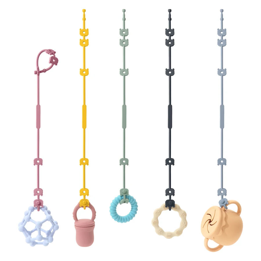 Bpa free wholesale stretchable Baby Teether Pacifier Chain Clip Holder  Sheep Shape Baby Pacifier Clip anti-loss Silicone Chain