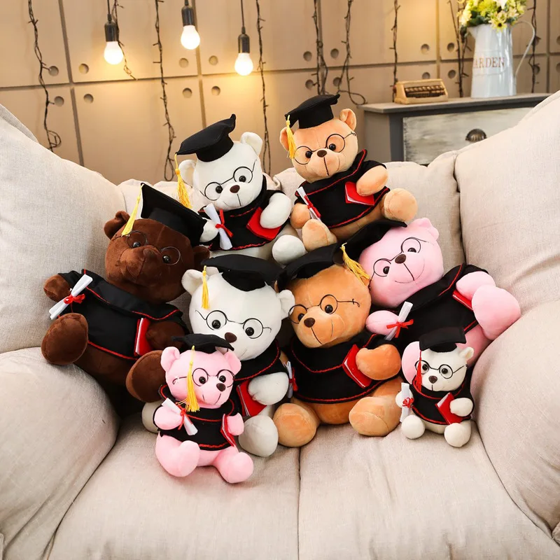 2024 New Arrival 18cm Graduation Bear Plush Toys Stuffed Animal Teddy Bear with Glass Perfect Gift for Friend