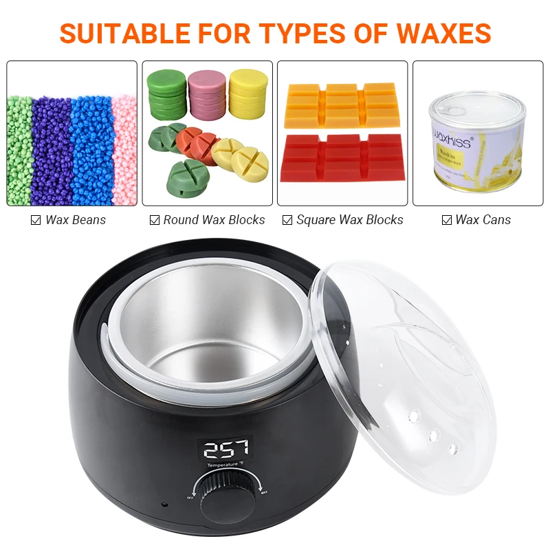 Waxkiss Wholesale 500cc Depilatory Wax Heater Set Private Label Hair Removal Wax Heater Machine Wax Beans Kit