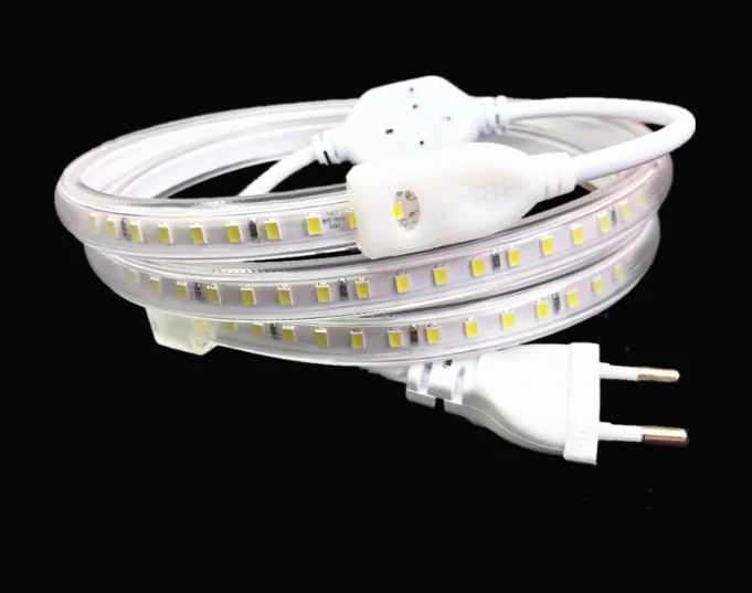 220V High Voltage LED Ceiling Lighting Strip Outdoor Waterproof 2835 Cable with 20CM Cut IP65 for Hotels Filaments Roads