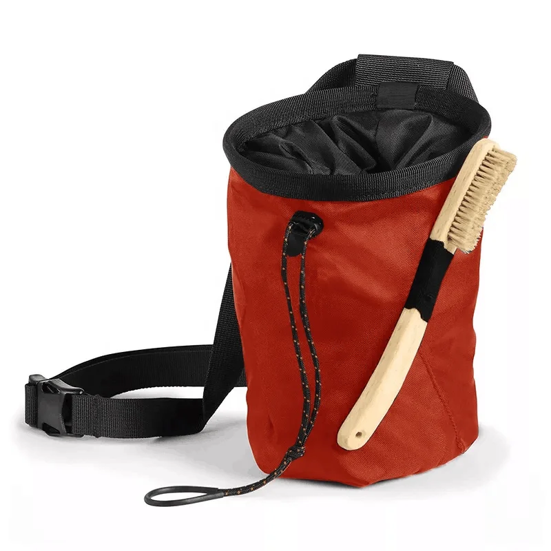 chalk bag for rock climbing with carabiner, triathlon sport chalk bag wth detachable strap,rock climbing bag