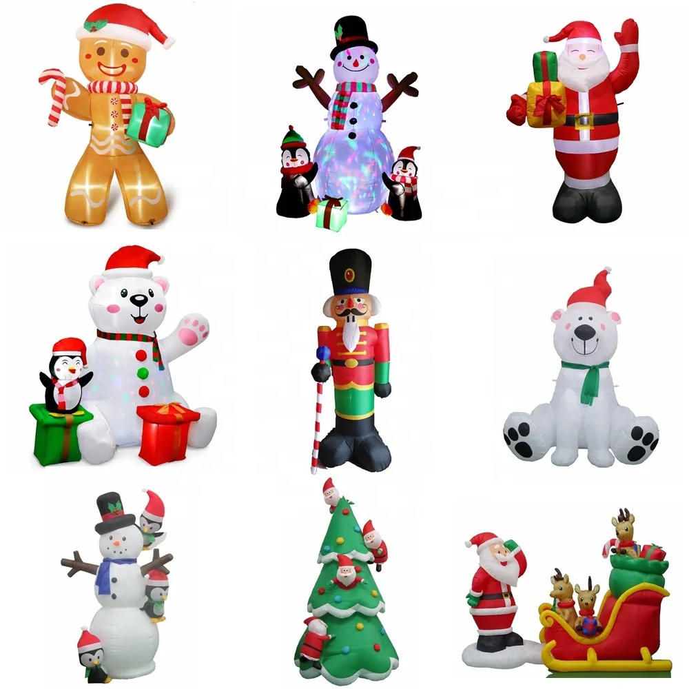 Ourwarm Animated Reindeer Sleigh Blow Ups Christmas Inflatable Santa Claus Outdoor Yard Decoration