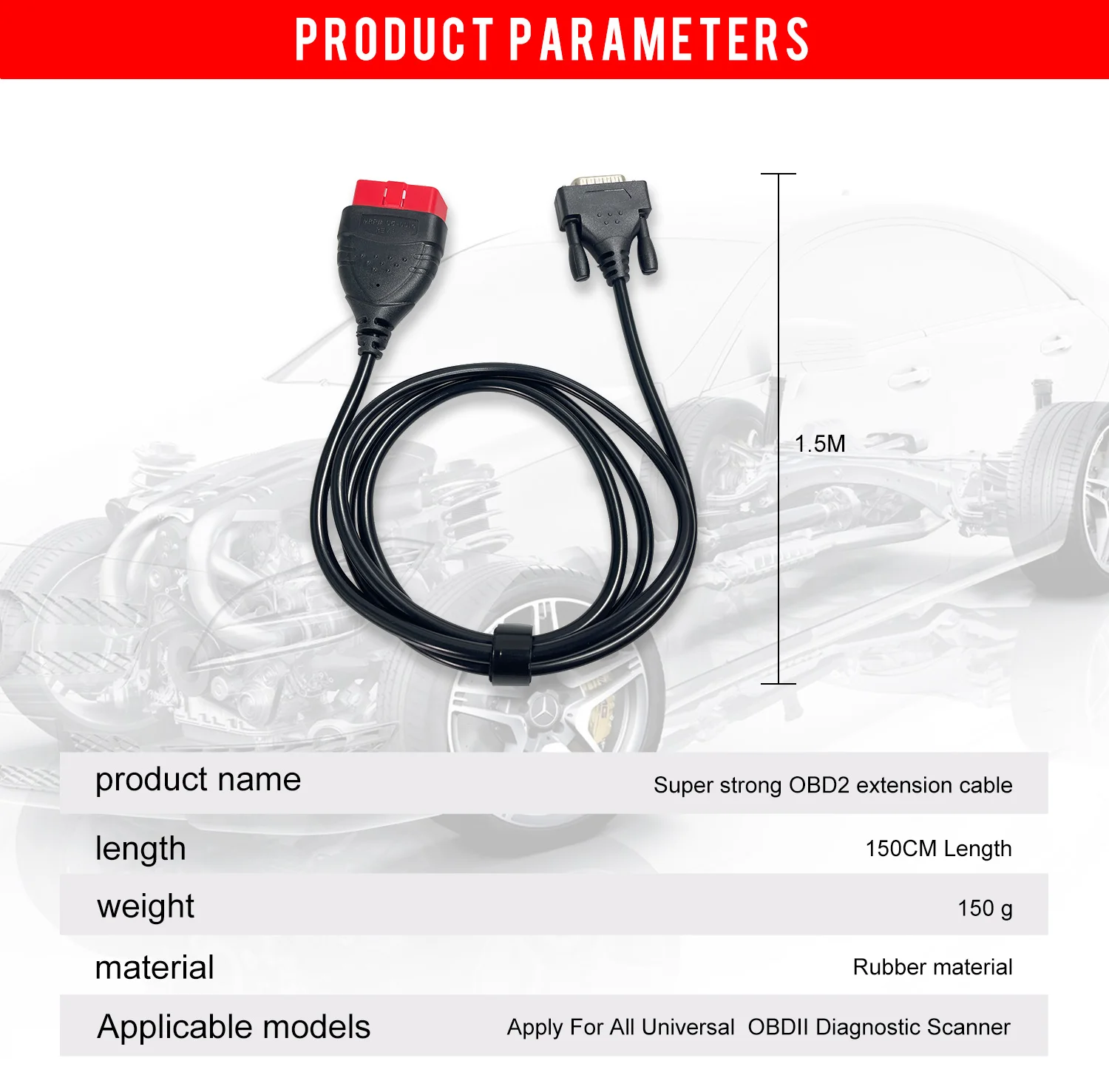 KONNWEI Universal 16 PIN escaner automotriz OBDII Car Diagnostic Scanner car obdii vehicle tools with 150cm length  Cable