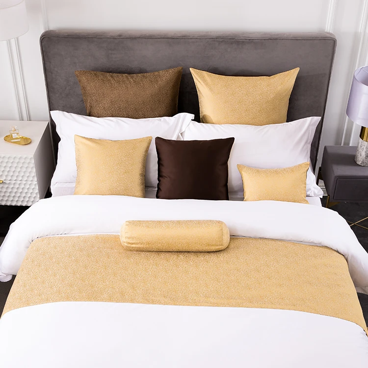 Hotel bed runner and cushion pillows hotel duvet cover with bed runner