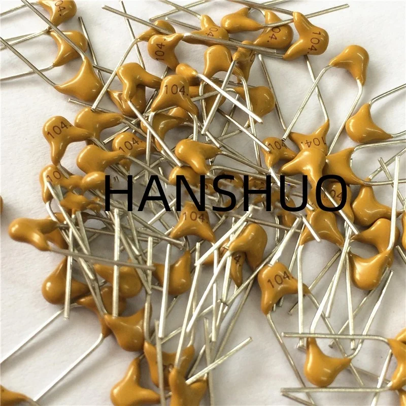 100 шт./лот многослойный керамический конденсатор поверхностного монтажа 0,1 мкФ 104 с алюминиевой крышкой, 50В 100nF 104 М Р = 5,08 мм