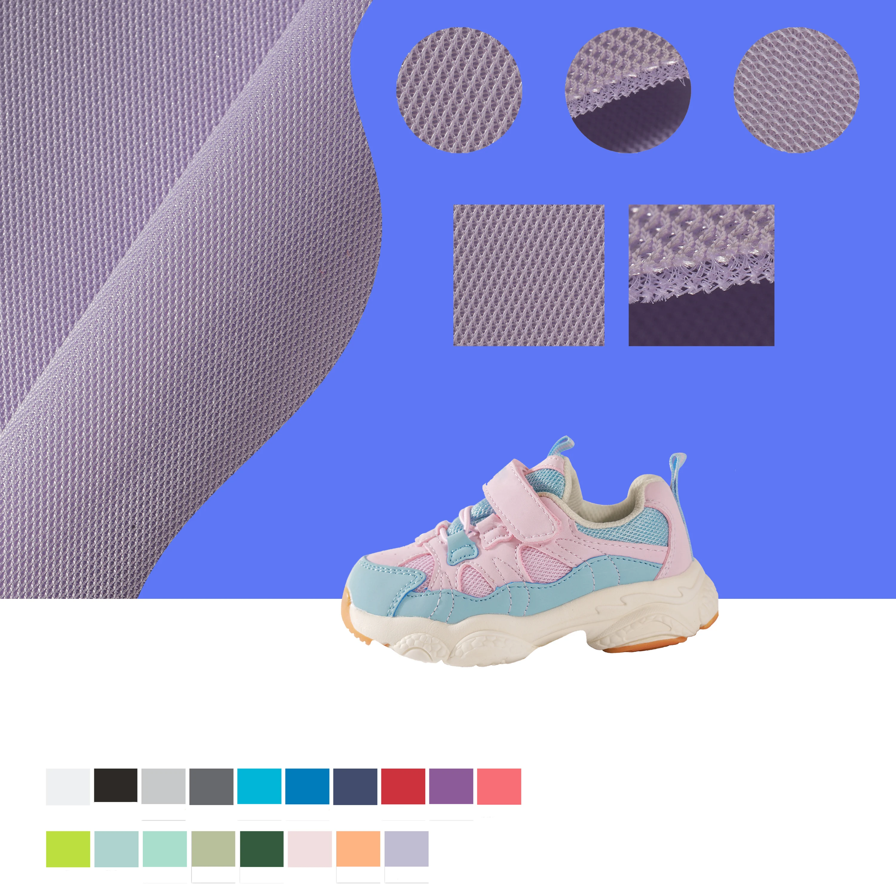 Newest Hot Sale 3D Breathable glitter  mesh fabric with rhinestones, wholesale Sport Shoes 100% Polyester Knitting  Air Mesh Fab