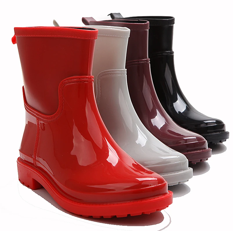 Сапоги унисекс водонепроницаемые на Высоком толстом каблуке, повседневные садовые сапоги из ПВХ для взрослых, унисекс
