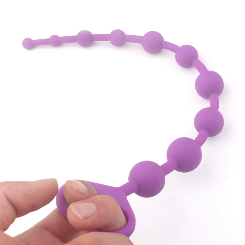 Silicone Anal Bead Butt Plug Anal Trainer Anal Chain with 6 Balls and Pull Roop for Men Women Sex Toys Factory